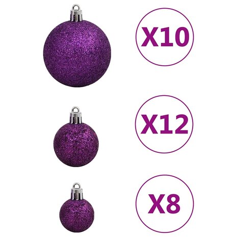111-delige Kerstballenset polystyreen paars 7