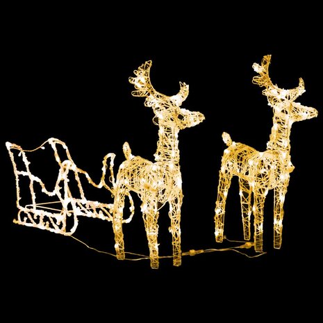 Kerstversiering rendieren en slee 160 LED's 130 cm acryl 2