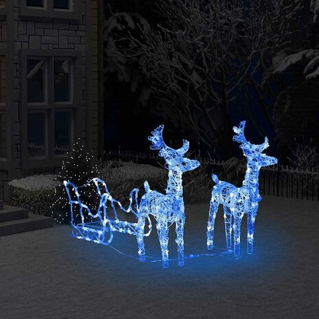 Kerstversiering rendieren en slee 160 LED's 130 cm acryl 1