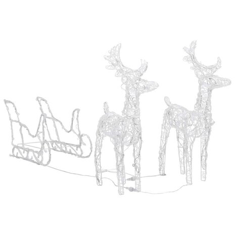 Kerstversiering rendieren en slee 160 LED's 130 cm acryl 5