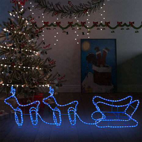 Buitenkerstversiering rendier en slee 576 LED's 1