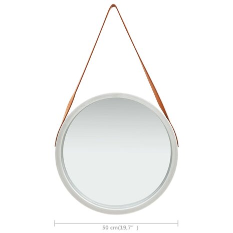 Wandspiegel met band 50 cm zilverkleurig 6