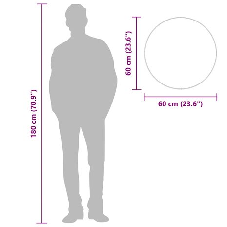 Wandspiegel rond &Oslash;60 cm zwart 7