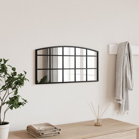 Wandspiegel boog 60x30 cm ijzer zwart 1