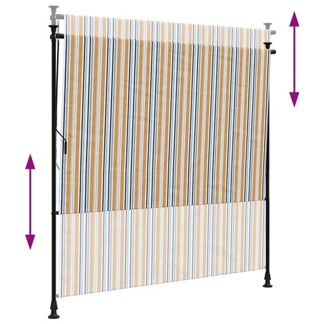 Rolgordijn voor buiten 200x270 cm stof en staal geel en wit 6