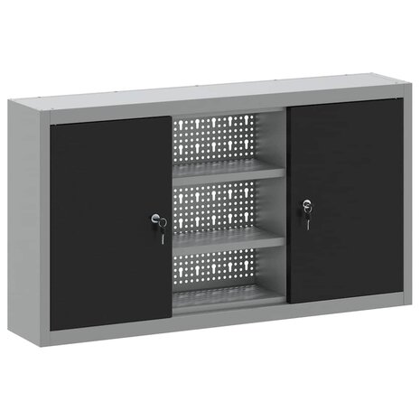 Gereedschapskast met plank Zwart en Grijs 50 x 20 x 55 cm 2