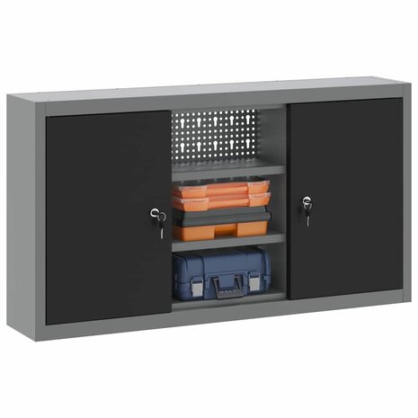 Gereedschapskast met plank Zwart en Grijs 50 x 20 x 55 cm 3