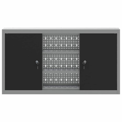 Gereedschapskast met plank Zwart en Grijs 50 x 20 x 55 cm 7