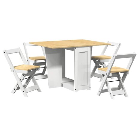 5-delige Eethoek Corona inklapbaar grenenhout wit 2