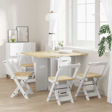 5-delige Eethoek Corona inklapbaar grenenhout wit 3