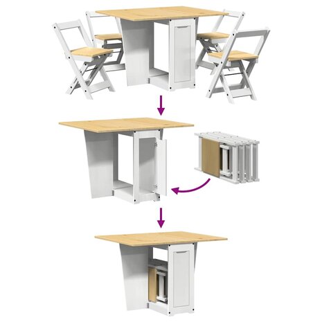 5-delige Eethoek Corona inklapbaar grenenhout wit 6