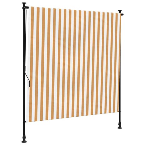 Rolgordijn voor buiten 200x270 cm stof en staal oranje en wit 2