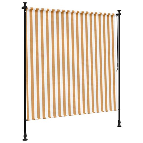 Rolgordijn voor buiten 200x270 cm stof en staal oranje en wit 5