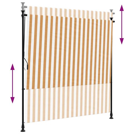 Rolgordijn voor buiten 200x270 cm stof en staal oranje en wit 6