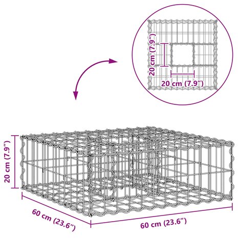 Gabion Verhoogd Bed Zilver 60 x 60 x 20 cm Gegalvaniseerd staal 7