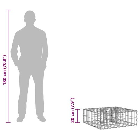 Gabion Verhoogd Bed Zilver 60 x 60 x 20 cm Gegalvaniseerd staal 8