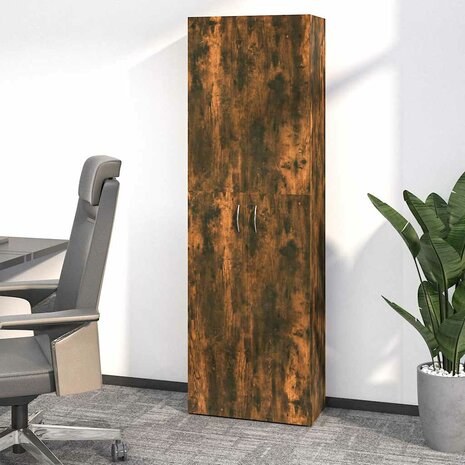 Kantoorkast 60x32x190 cm bewerkt hout gerookt eikenkleurig 1