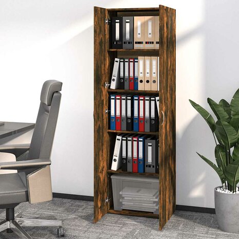 Kantoorkast 60x32x190 cm bewerkt hout gerookt eikenkleurig 3