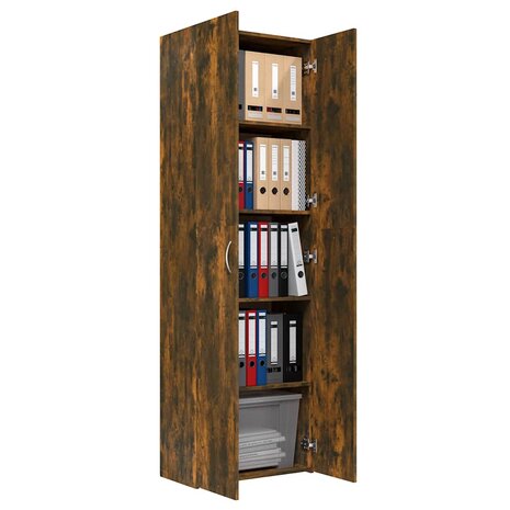 Kantoorkast 60x32x190 cm bewerkt hout gerookt eikenkleurig 4