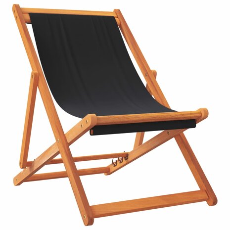 Strandstoelen 2 st inklapbaar stof zwart 3