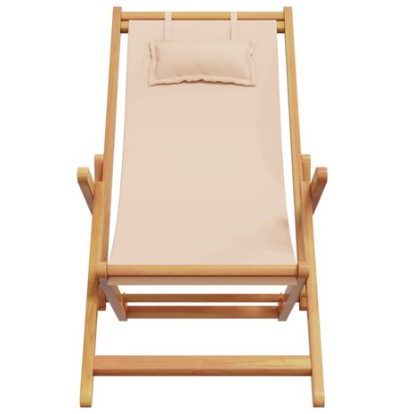 Strandstoel inklapbaar massief eucalyptushout en stof beige 4