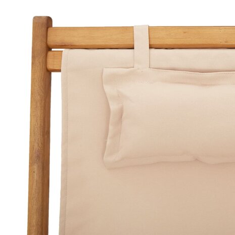 Strandstoel inklapbaar massief eucalyptushout en stof beige 9