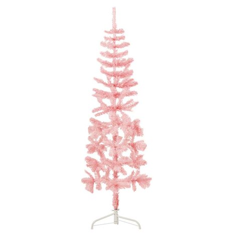 Kunstkerstboom half met standaard smal 150 cm roze 1