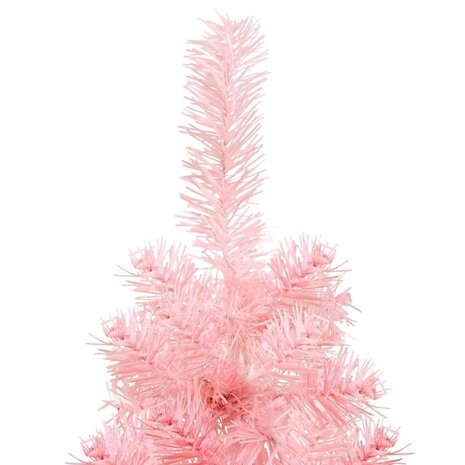 Kunstkerstboom half met standaard smal 150 cm roze 6