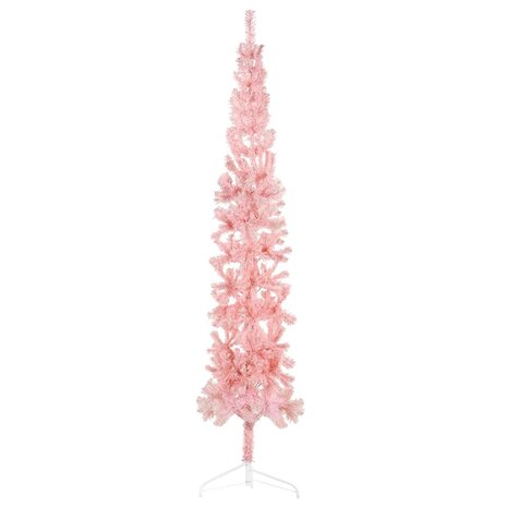 Kunstkerstboom half met standaard smal 210 cm roze 1