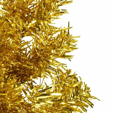 Kunstkerstboom half met standaard smal 180 cm goudkleurig 7