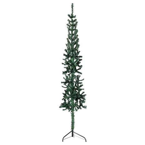 Kunstkerstboom half met standaard smal 210 cm groen 1