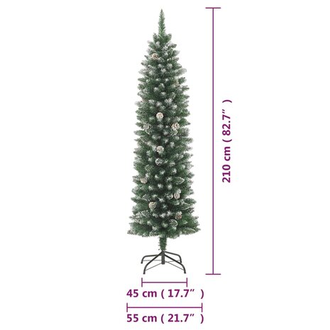 Kunstkerstboom smal met standaard 210 cm PVC 8