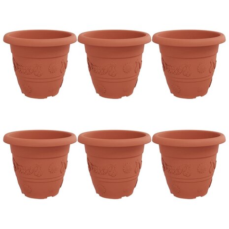 Ronde Bloempot 6 pcs Baksteenrood &Oslash; 26 x 21.5 cm Kunststof 2