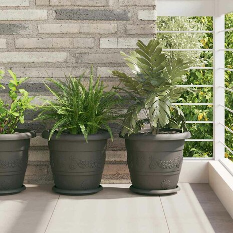 Ronde Bloempot 6 pcs Zwart &Oslash; 26 x 21.5 cm Kunststof 1