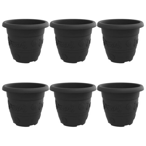 Ronde Bloempot 6 pcs Zwart &Oslash; 26 x 21.5 cm Kunststof 2