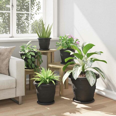 Ronde Bloempot 6 pcs Zwart &Oslash; 26 x 21.5 cm Kunststof 4
