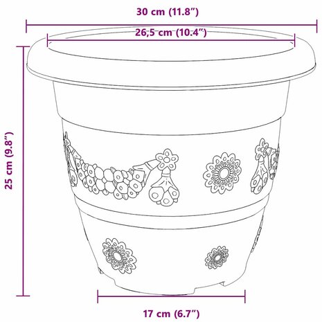 Ronde Bloempot 6 pcs Zwart &Oslash; 26 x 21.5 cm Kunststof 9