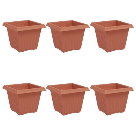 Vierkante Bloempot 6 pcs Baksteenrood 33 x 33 x 26 cm Kunststof 2