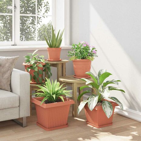 Vierkante Bloempot 6 pcs Baksteenrood 33 x 33 x 26 cm Kunststof 4