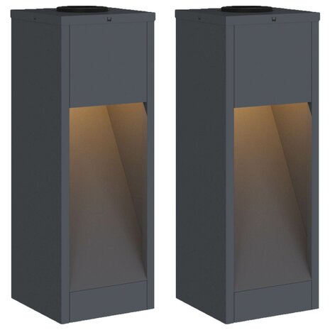 Zonne LED Padverlichting 2 pcs Antraciet Koudgewalst staal 2