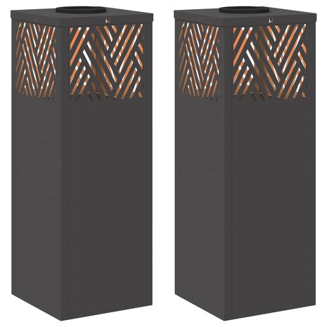 Solar LED Padverlichting 2 pcs Zwart Koudgewalst staal 2