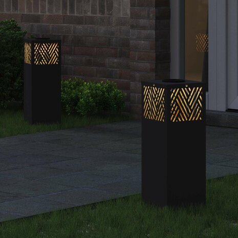 Solar LED Padverlichting 2 pcs Zwart Koudgewalst staal 3