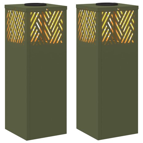 Solar LED Padverlichting 2 pcs Olijf Groen Koudgewalst staal 2