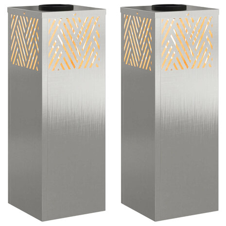 Solar LED Padverlichting 2 pcs Zilver Roestvrij staal 2