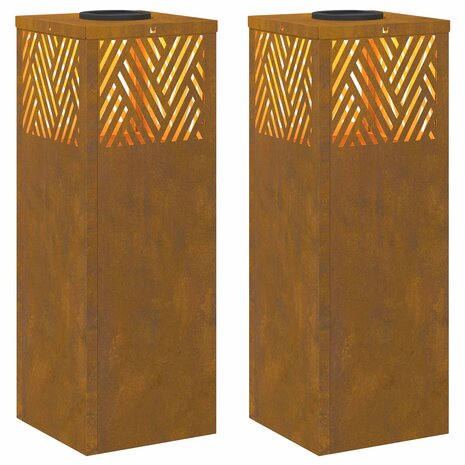 Solar LED Padverlichting 2 pcs Brons Cortenstaal 2