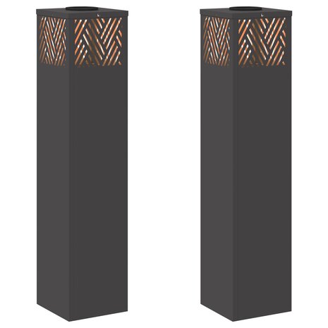 Solar LED Padverlichting 2 pcs Zwart Koudgewalst staal 2