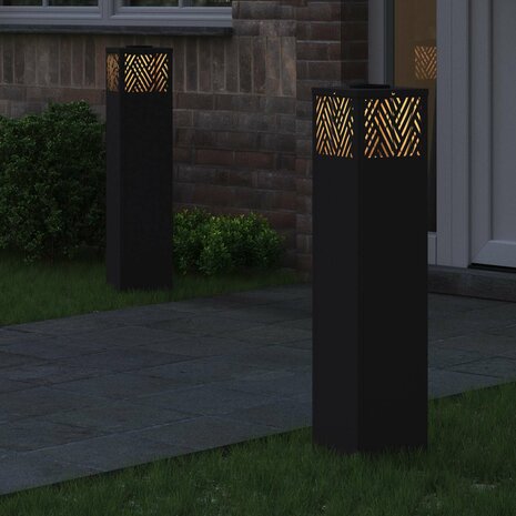 Solar LED Padverlichting 2 pcs Zwart Koudgewalst staal 3