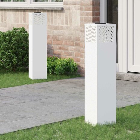 Solar LED Padverlichting 2 pcs Wit Koudgewalst staal 1
