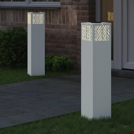 Solar LED Padverlichting 2 pcs Wit Koudgewalst staal 3