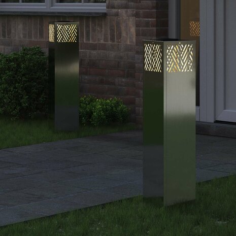Solar LED Padverlichting 2 pcs Zilver Gegalvaniseerd 3